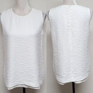 Vince White Reptile Textured Silk Chiffon Layered Sleeveless Tank Blouse 8